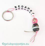 Thank you keychain with Muslim woman figure