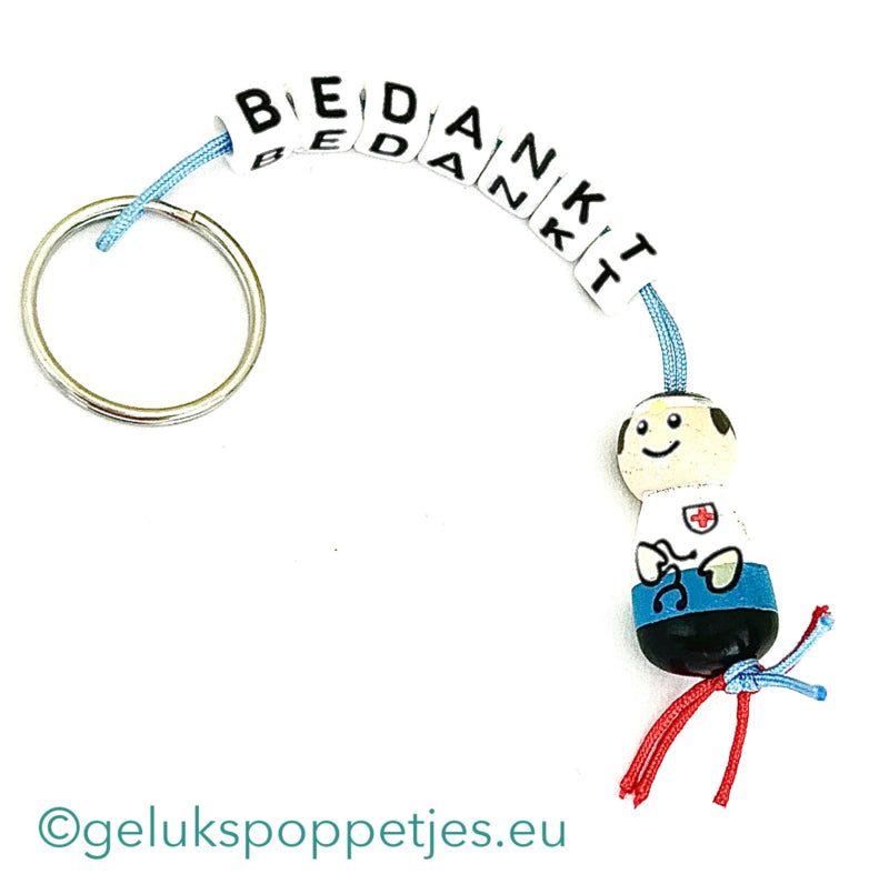 Thank you keychain with lucky doctor doll