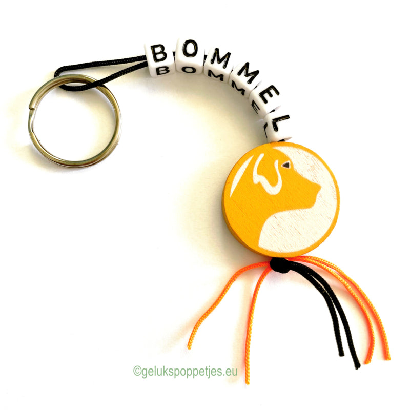 Naam sleutelhanger met gelukspoppetje hondje