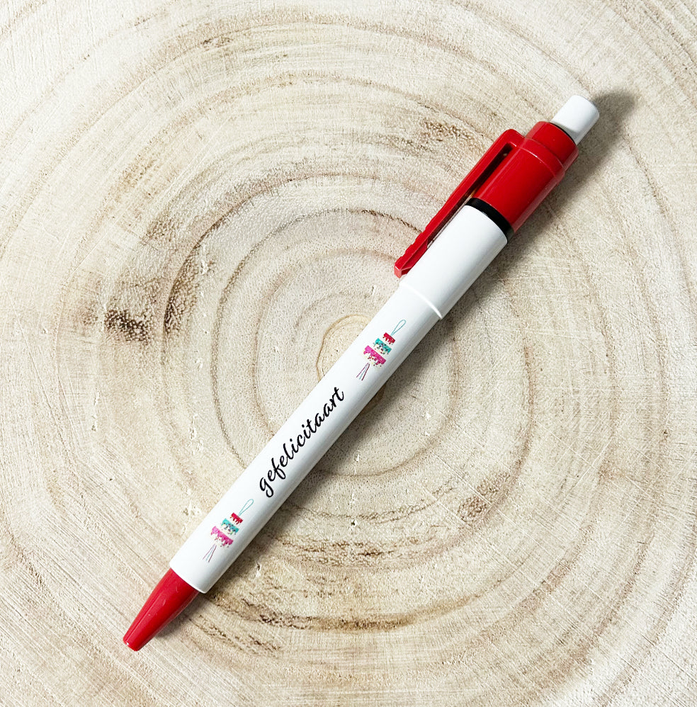 Gelukspoppetjes pen gefelicitaart